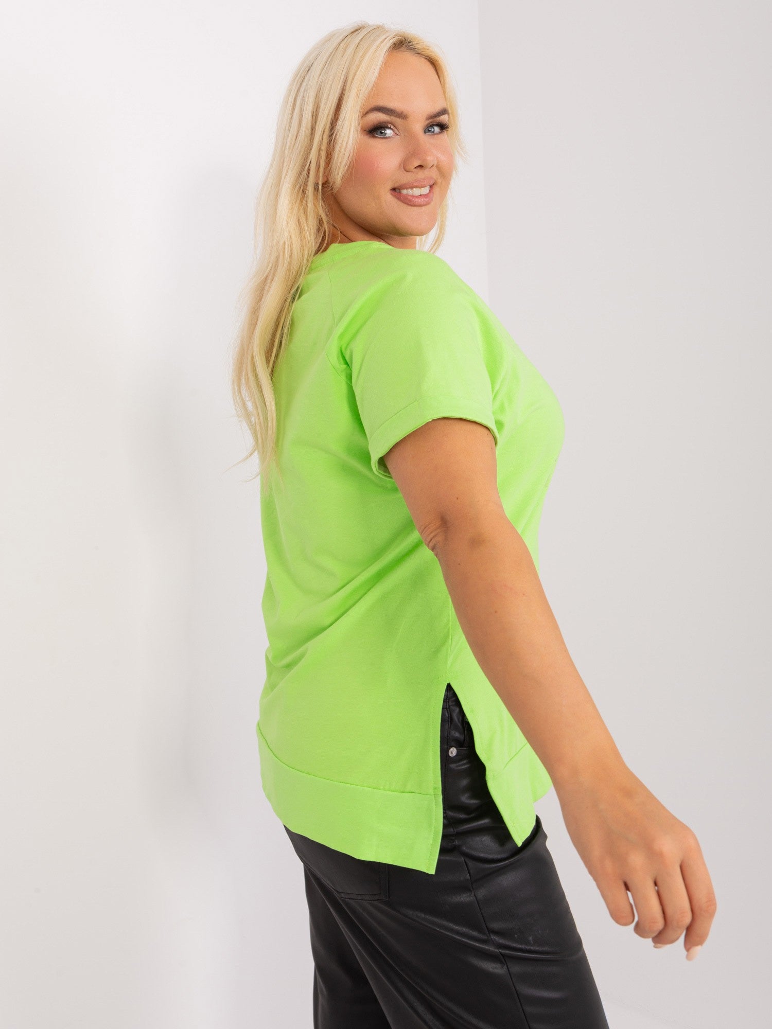 Jasnozielona bawełniana bluzka plus size