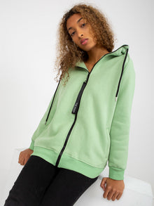 Jasnozielona dresowa bluza basic na suwak RUE PARIS