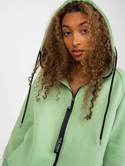 Jasnozielona dresowa bluza basic na suwak RUE PARIS