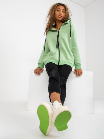 Jasnozielona dresowa bluza basic na suwak RUE PARIS