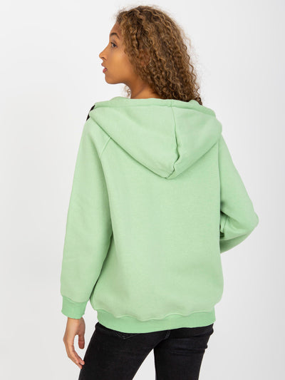 Jasnozielona dresowa bluza basic na suwak RUE PARIS