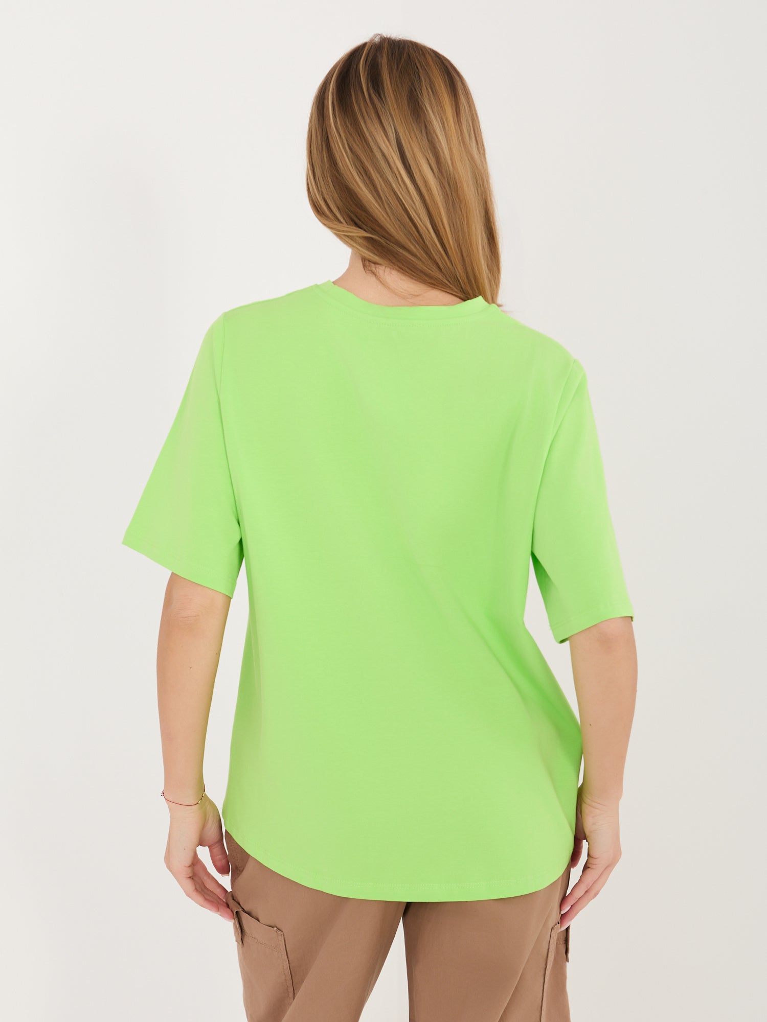 RUE PARIS Jasnozielony bawełniany t-shirt oversize