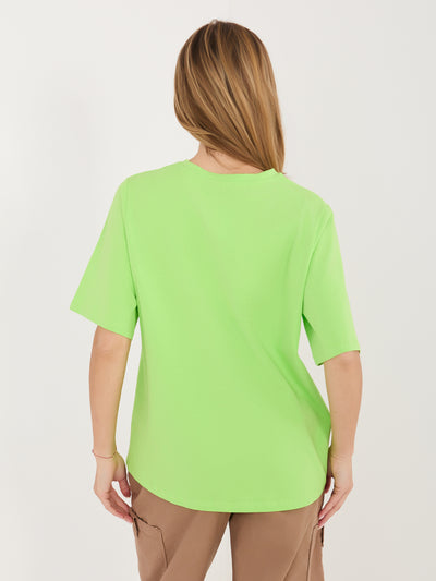 RUE PARIS Jasnozielony bawełniany t-shirt oversize