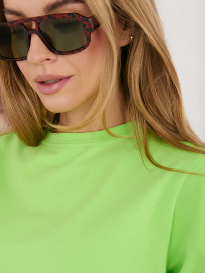 RUE PARIS Jasnozielony bawełniany t-shirt oversize