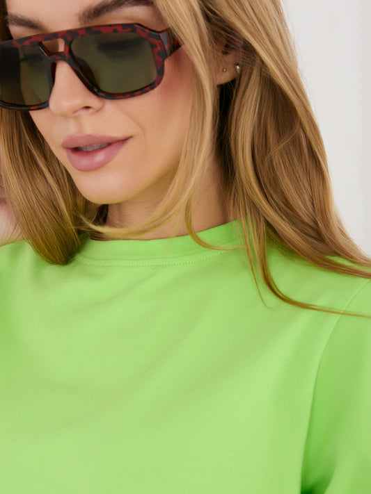 RUE PARIS Jasnozielony bawełniany t-shirt oversize