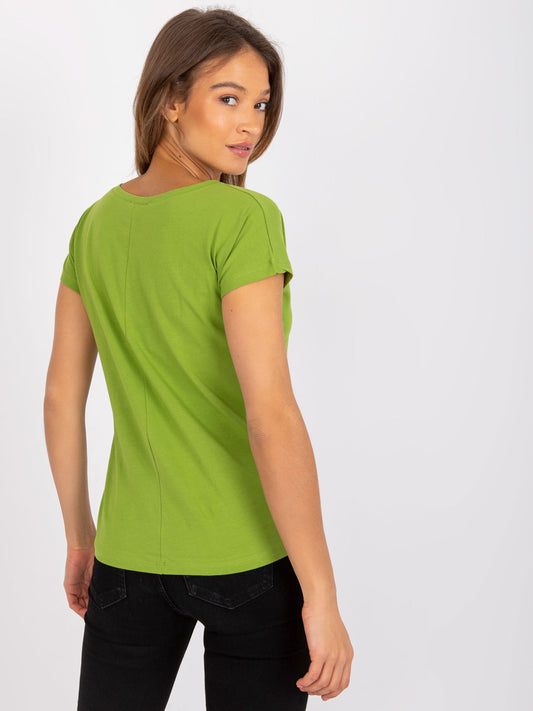 Bawełniany t-shirt V-neck jasnozielony