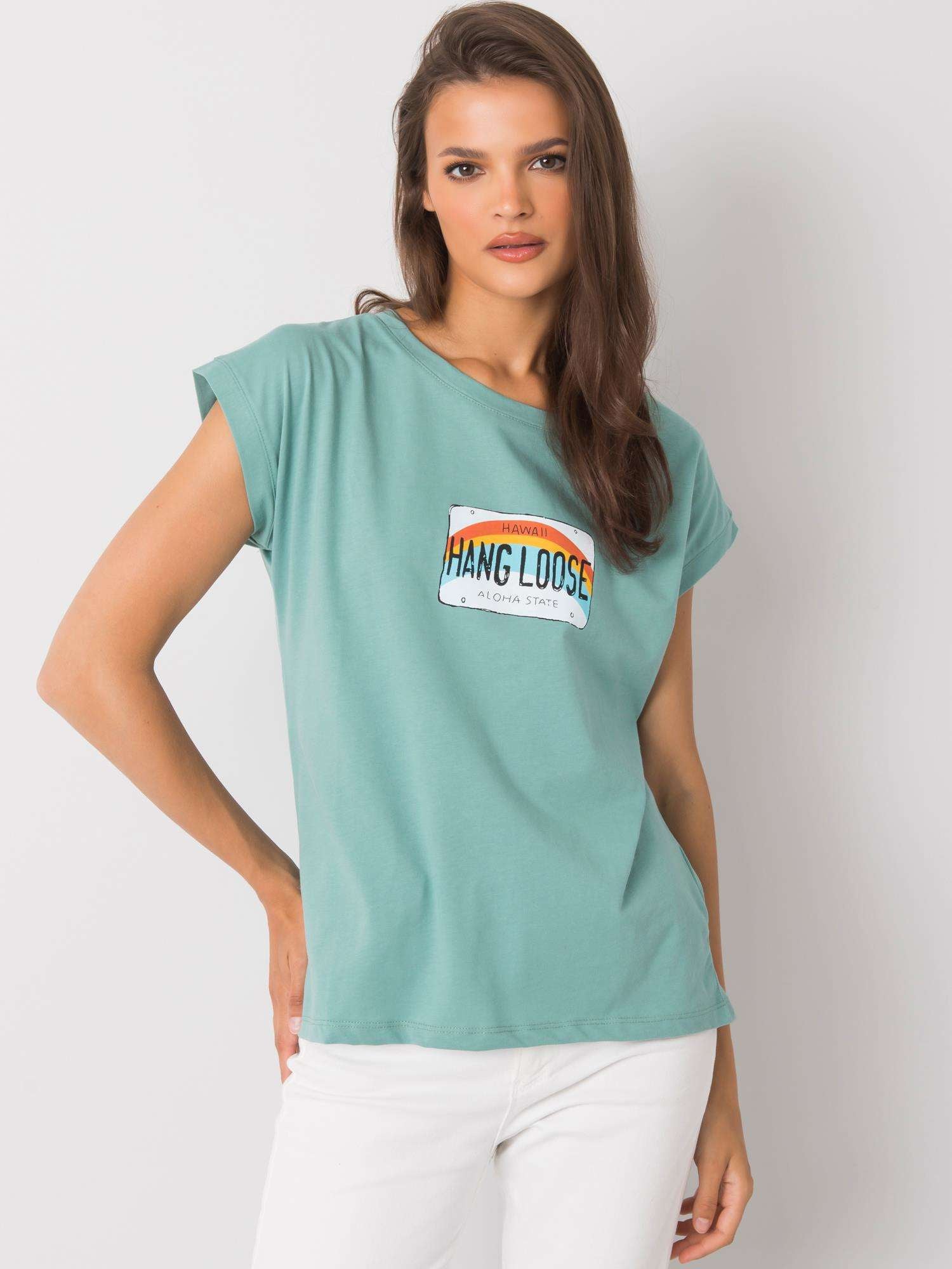 Jasnozielony bawełniany t-shirt damski