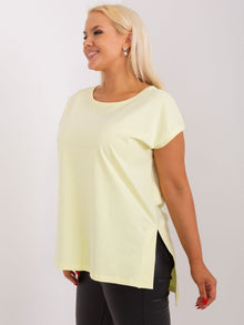 Jasnożółta damska bluzka basic plus size z bawełny