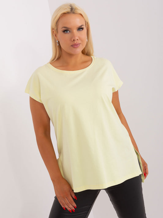 Jasnożółta damska bluzka basic plus size z bawełny