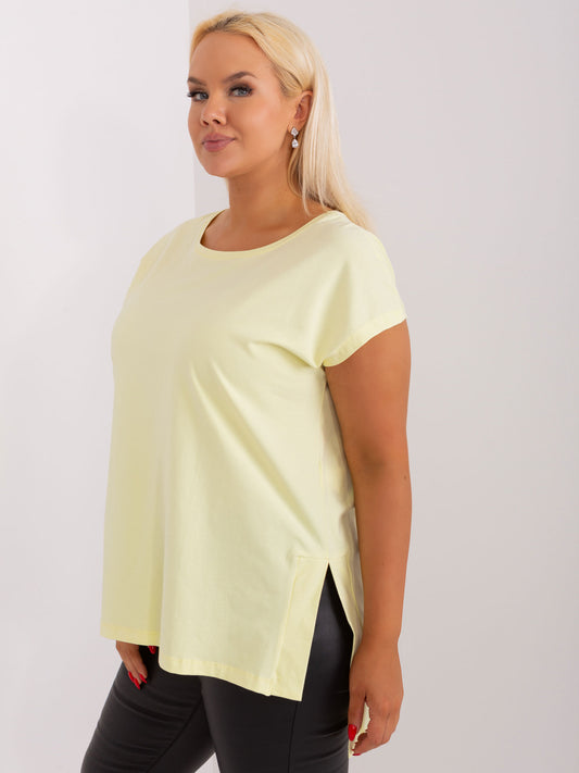 Jasnożółta damska bluzka basic plus size z bawełny