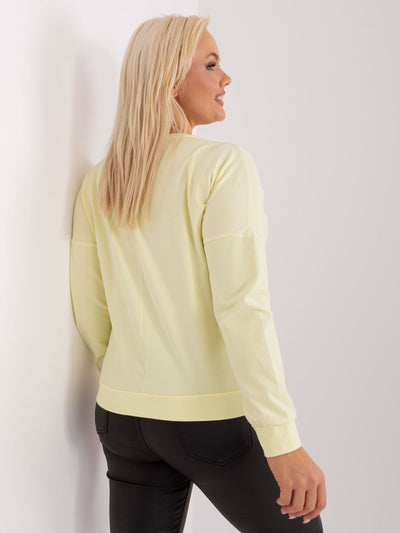 Jasnożółta bluzka plus size z okrągłym dekoltem