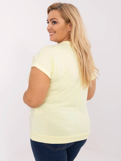Jasnożółta bluzka plus size z okrągłym dekoltem