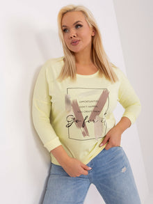 Jasnożółta bluzka plus size z okrągłym dekoltem