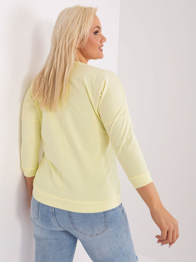 Jasnożółta bluzka plus size z okrągłym dekoltem