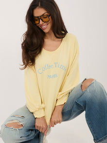 RUE PARIS Jasnożółta bluza oversize bez kaptura