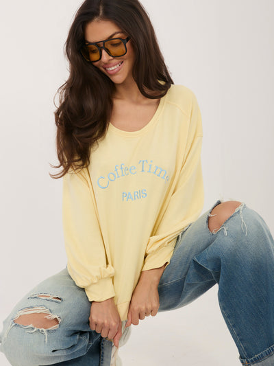 RUE PARIS Jasnożółta bluza oversize bez kaptura