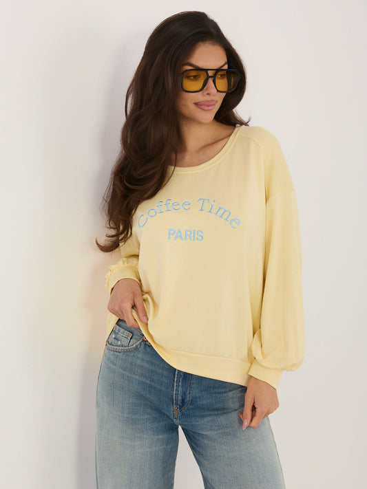 RUE PARIS Jasnożółta bluza oversize bez kaptura