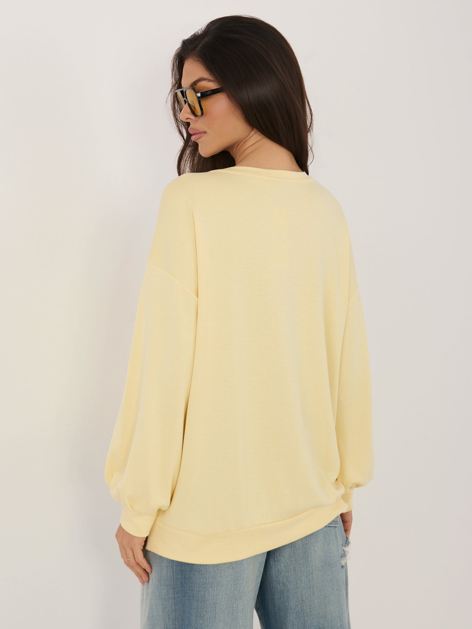 RUE PARIS Jasnożółta bluza oversize bez kaptura