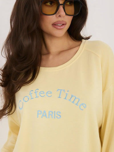 RUE PARIS Jasnożółta bluza oversize bez kaptura