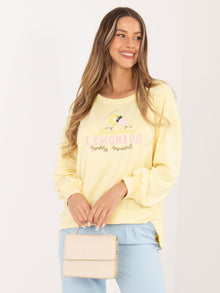 RUE PARIS Jasnożółta damska bluza oversize z napisami