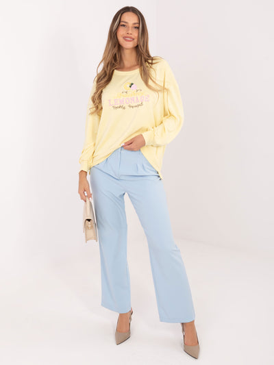 RUE PARIS Jasnożółta damska bluza oversize z napisami