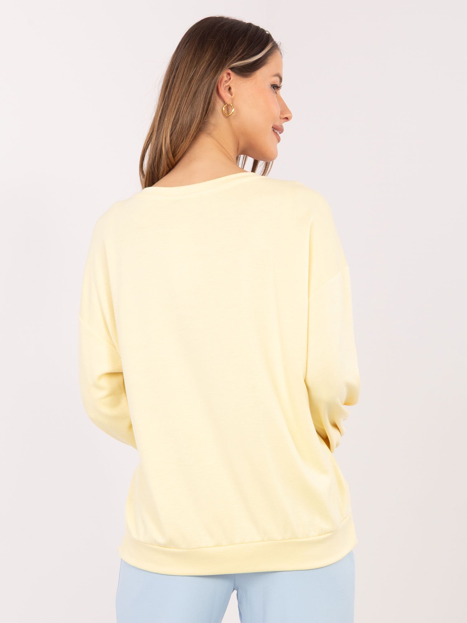 RUE PARIS Jasnożółta damska bluza oversize z napisami