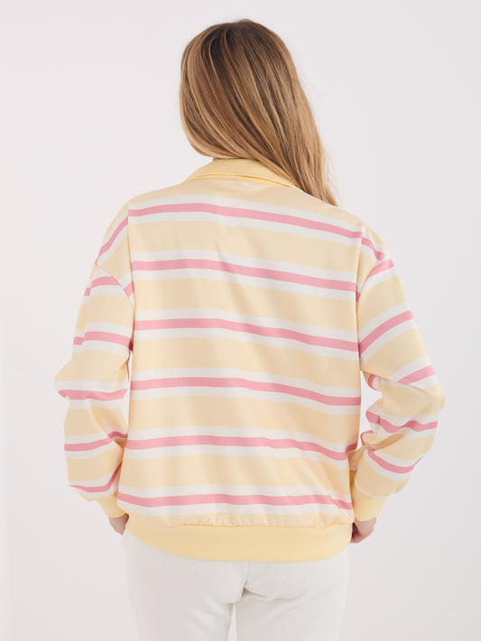 Jasnożółta bluza oversize w paski