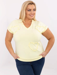 Jasnożółta bluzka plus size z krótkim rękawem