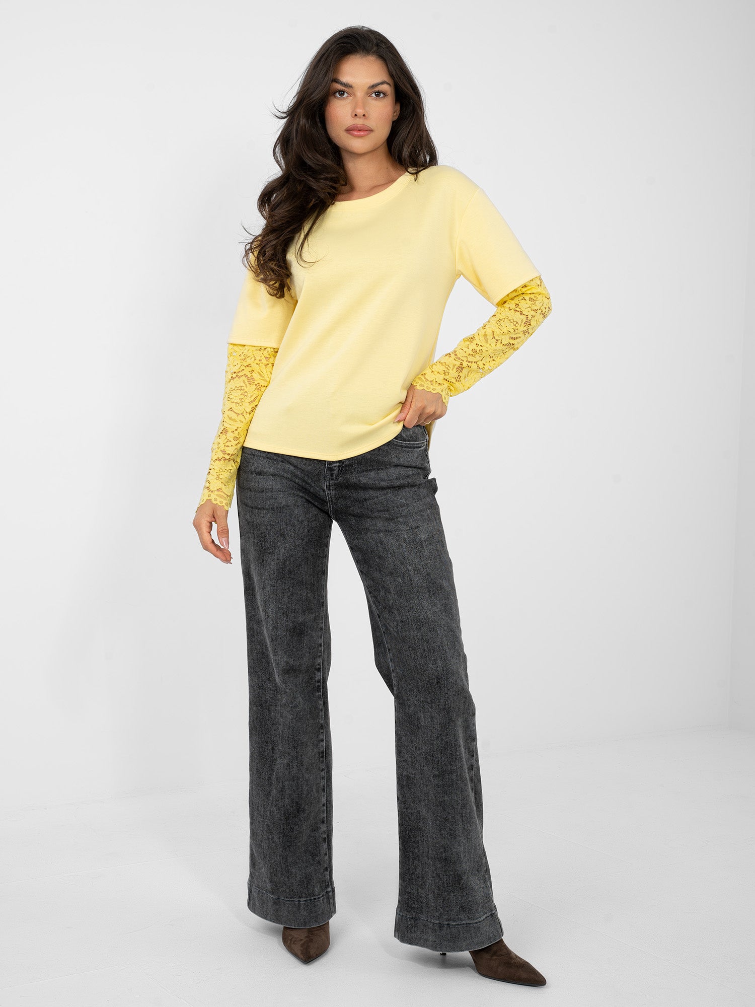 Jasnożółta casualowa bluzka oversize