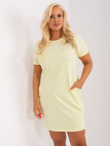 Jasnożółta dresowa sukienka plus size z bawełny