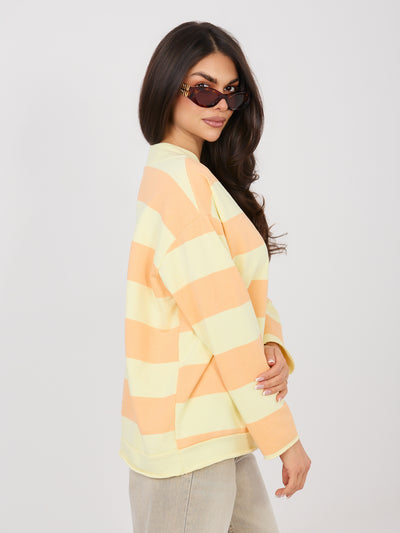 Jasnożółto-pomarańczow casualowa bluza oversize w paski