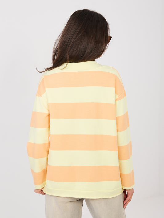Jasnożółto-pomarańczow casualowa bluza oversize w paski