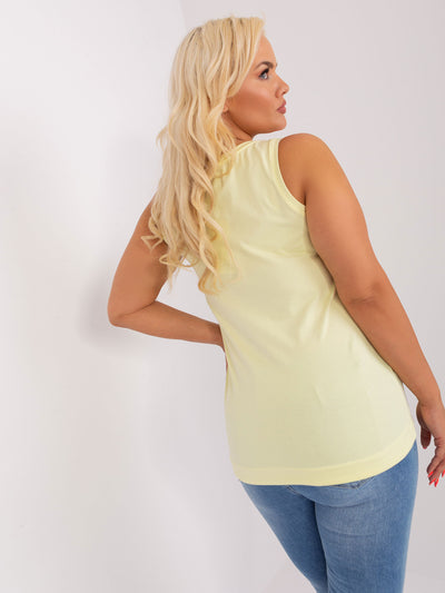 Jasnożółty damski top plus size bez rękawów