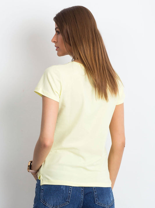 T-shirt w serek jasnożółty