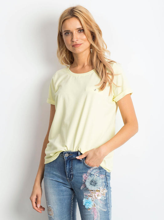 Bawełniany t-shirt damski jasnożółty