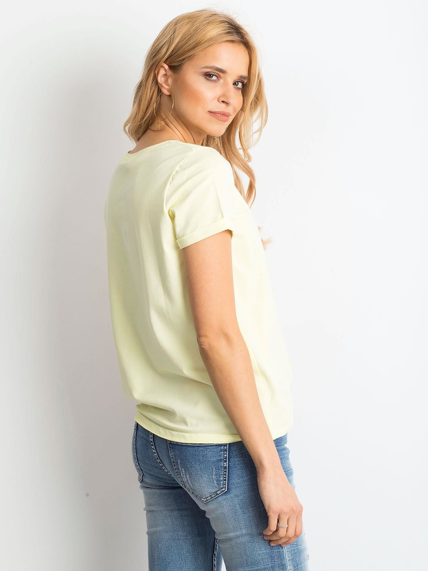 Bawełniany t-shirt damski jasnożółty