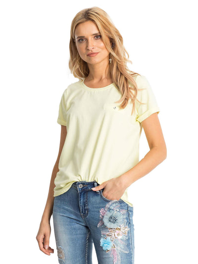 Bawełniany t-shirt damski jasnożółty