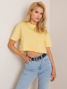 RUE PARIS Jasnożółty krótki t-shirt