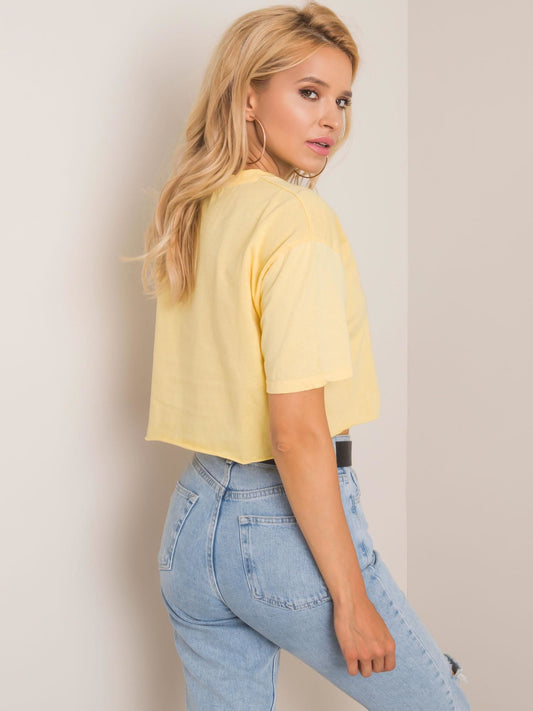 RUE PARIS Jasnożółty krótki t-shirt