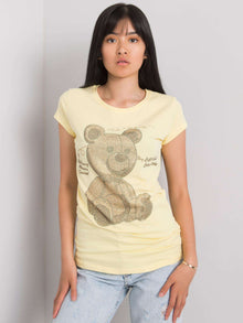 Jasnożółty t-shirt damski z dżetami