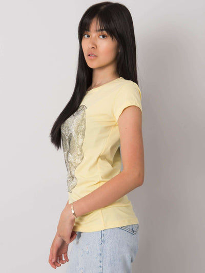 Jasnożółty t-shirt damski z czaszką