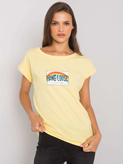 Jasnożółty bawełniany t-shirt damski