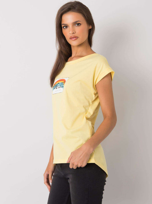 Jasnożółty bawełniany t-shirt damski