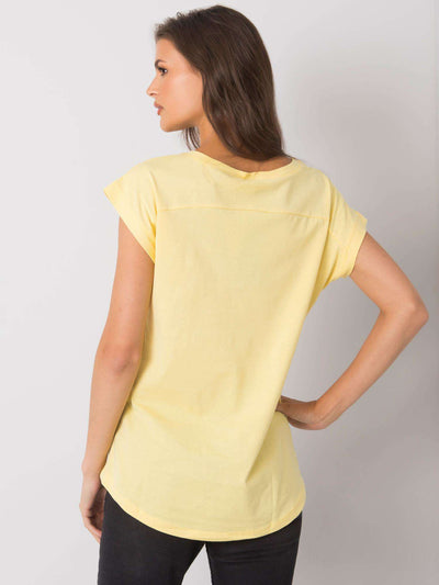 Jasnożółty bawełniany t-shirt damski