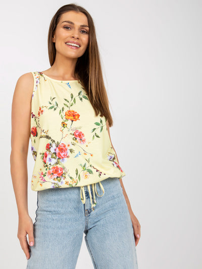 Jasnożółty luźny top w kwiaty