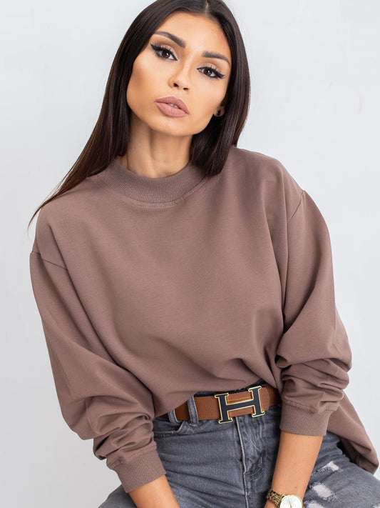 Kawowa bawełniana bluza basic