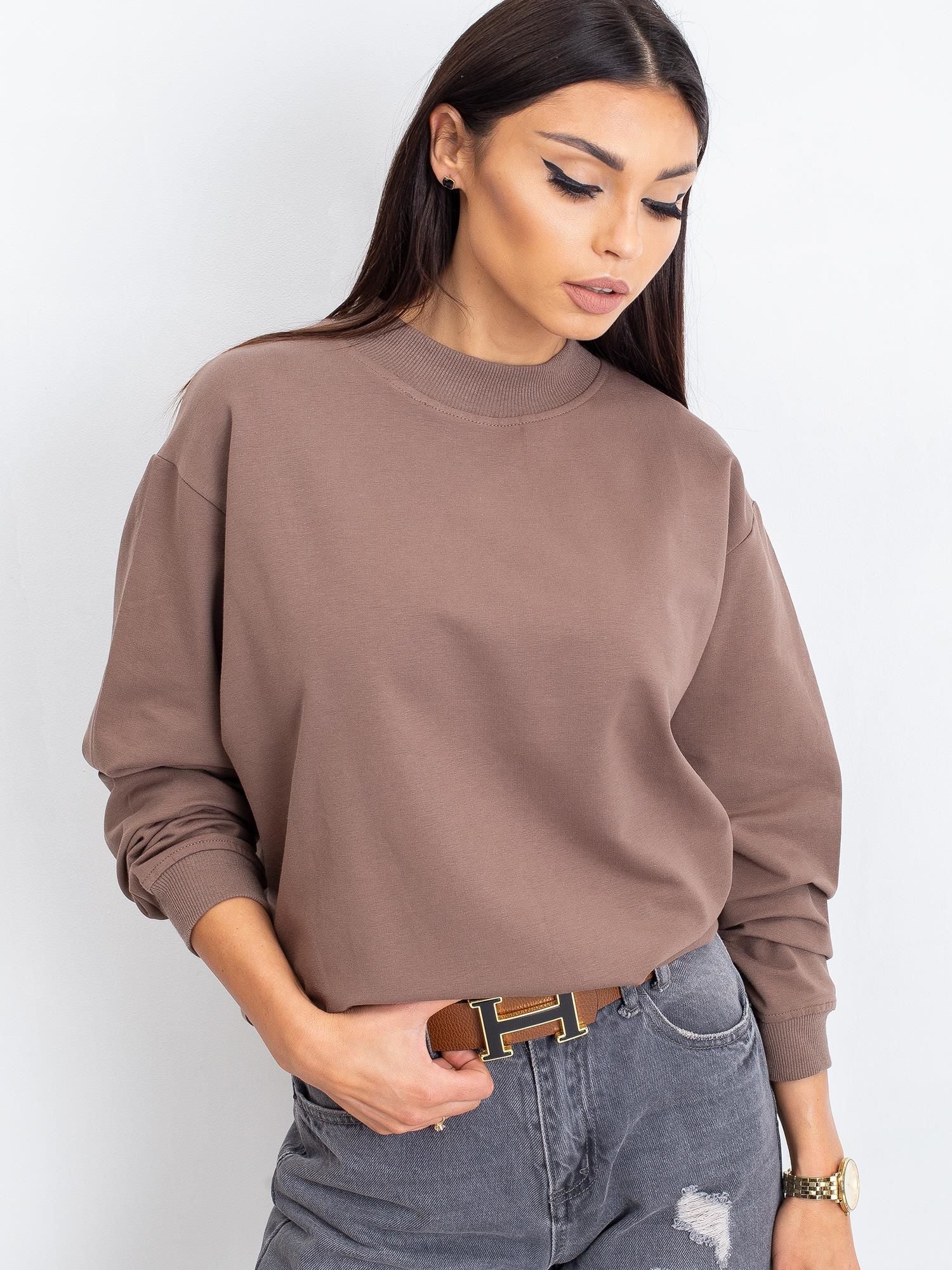 Kawowa bawełniana bluza basic