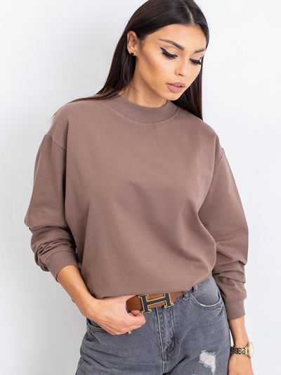 Kawowa bawełniana bluza basic