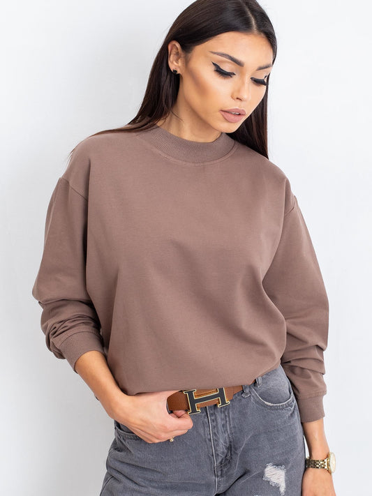 Kawowa bawełniana bluza basic