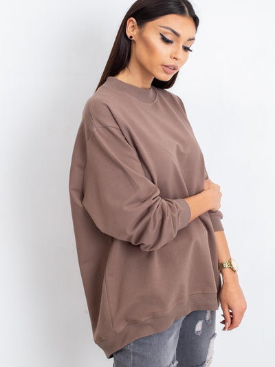 Kawowa bawełniana bluza basic